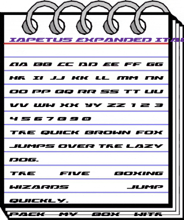 Iapetus Expanded Italic Expanded Italic animated font preview Iapetus Expanded Italic Expanded Italic animated font preview