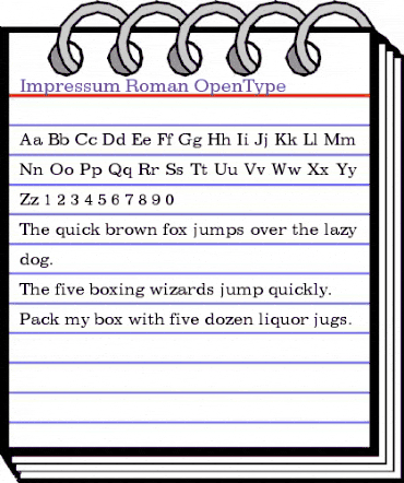 Impressum Regular animated font preview Impressum Regular animated font preview