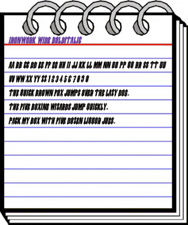 Ironwork Wide BoldItalic animated font preview Ironwork Wide BoldItalic animated font preview