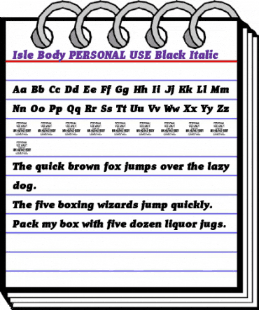 Isle Body PERSONAL USE Black Italic animated font preview