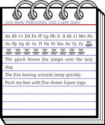 Isle Body PERSONAL USE Light Italic animated font preview