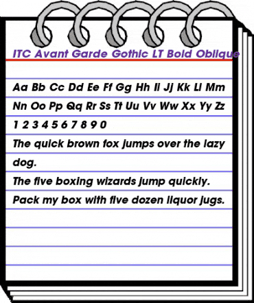 AvantGarde LT Medium Bold Italic animated font preview