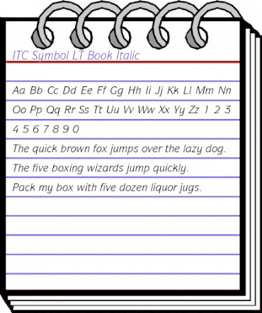 Symbol LT Book Italic animated font preview