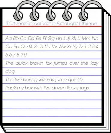 ITCAvantGardeGothic-ExtraLight Extra LightItalic animated font preview ITCAvantGardeGothic-ExtraLight Extra LightItalic animated font preview