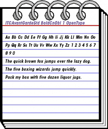 ITC Avant Garde Gothic Std Bold Condensed Oblique animated font preview ITC Avant Garde Gothic Std Bold Condensed Oblique animated font preview