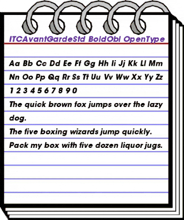 ITC Avant Garde Gothic Std Bold Oblique animated font preview ITC Avant Garde Gothic Std Bold Oblique animated font preview