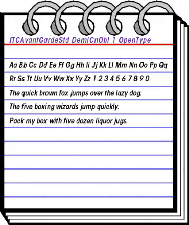 ITC Avant Garde Gothic Std Demi Condensed Oblique animated font preview ITC Avant Garde Gothic Std Demi Condensed Oblique animated font preview