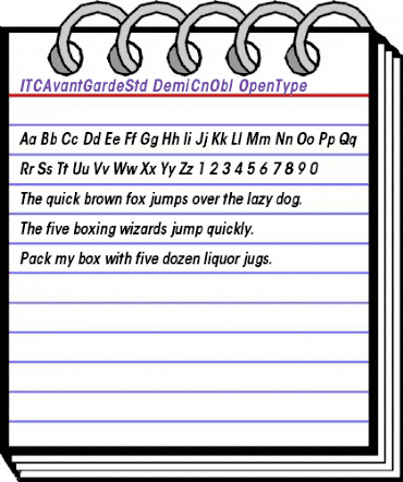 ITC Avant Garde Gothic Std Demi Condensed Oblique animated font preview ITC Avant Garde Gothic Std Demi Condensed Oblique animated font preview