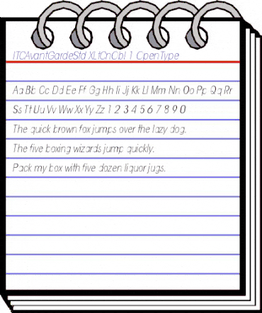 ITC Avant Garde Gothic Std Extra Light Condensed Oblique animated font preview