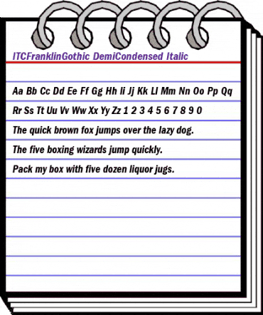 ITCFranklinGothic-DemiCondensed RomanItalic animated font preview
