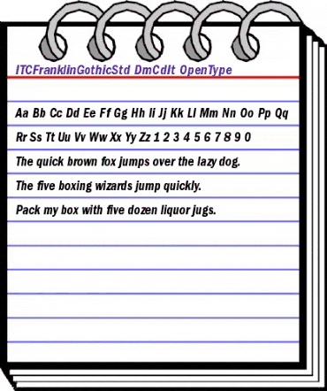 ITC Franklin Gothic Std Demi Condensed Italic animated font preview ITC Franklin Gothic Std Demi Condensed Italic animated font preview