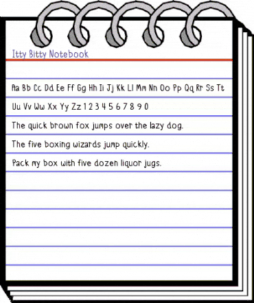Itty Bitty Notebook Regular animated font preview