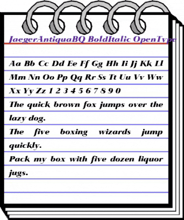 Jaeger-Antiqua BQ Regular animated font preview