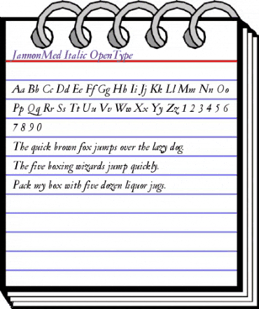 Jannon Med Italic animated font preview