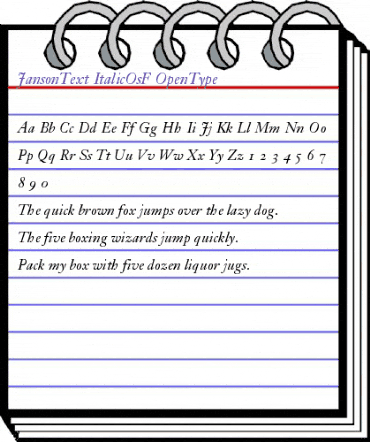 Janson Text 56 Italic OsF animated font preview