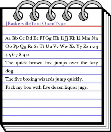 J Baskerville Text Regular animated font preview