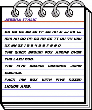 Jeebra Italic Italic animated font preview