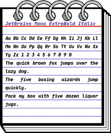 JetBrains Mono ExtraBold Italic animated font preview
