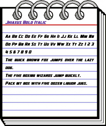 Jhiaxus Bold Italic animated font preview