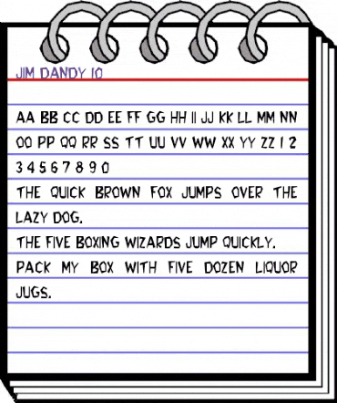 Jim Dandy 10 Regular animated font preview