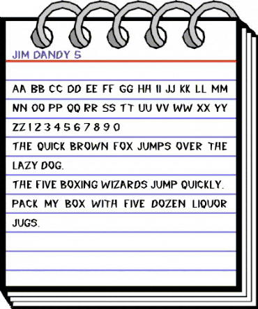 Jim Dandy 5 Regular animated font preview