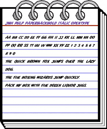 JMH Pulp Paperback Bold Italic animated font preview