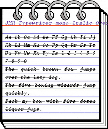 JMH Typewriter mono Over Italic animated font preview