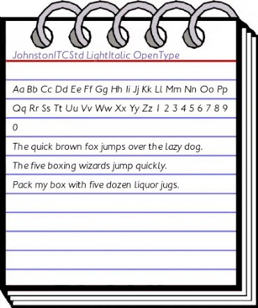 Johnston ITC Std Light Italic animated font preview