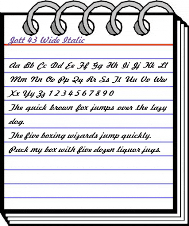 Jott 43 Wide Italic animated font preview