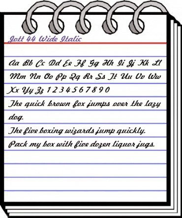 Jott 44 Wide Italic animated font preview