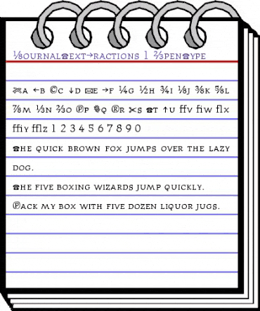 JournalTextFractions Regular animated font preview