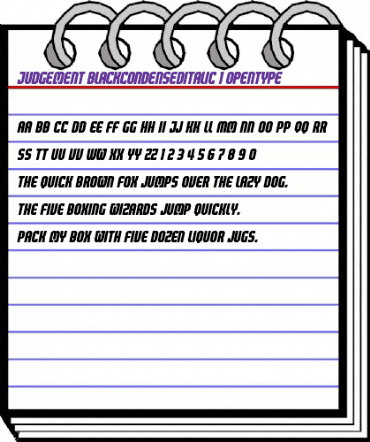 Judgement Italic animated font preview Judgement Italic animated font preview