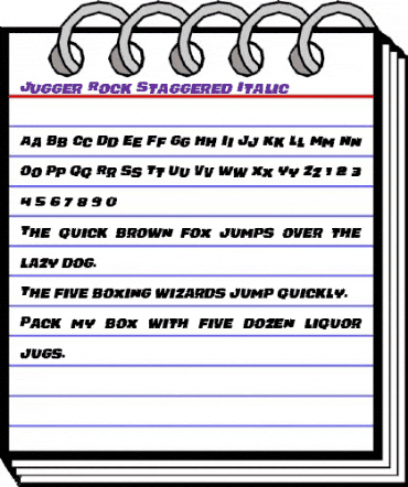Jugger Rock Staggered Italic Italic animated font preview