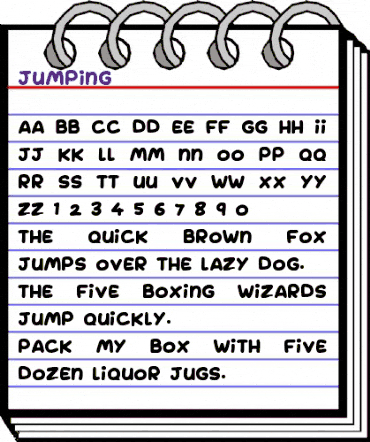 Jumping Regular animated font preview