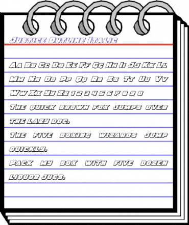 Justice Outline Italic Outline Italic animated font preview