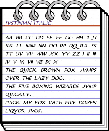 Justinian Italic animated font preview Justinian Italic animated font preview
