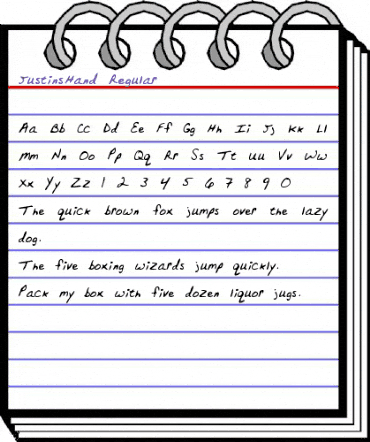 JustinsHand Regular animated font preview