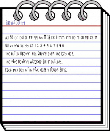 JustKidding Medium animated font preview