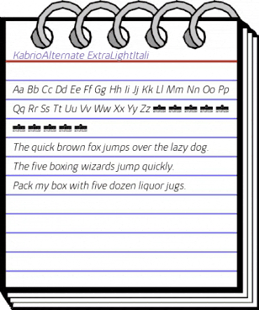 Kabrio Alternate ExtraLight Italic animated font preview Kabrio Alternate ExtraLight Italic animated font preview
