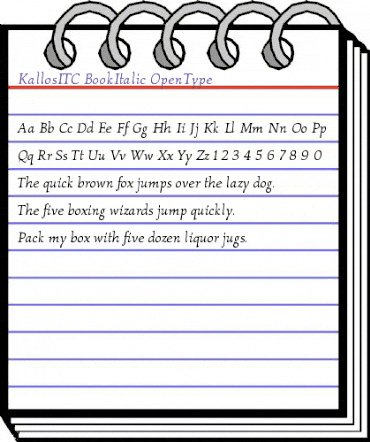 Kallos ITC Book Italic animated font preview