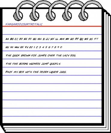 Kangaroo Court Rotalic Italic animated font preview