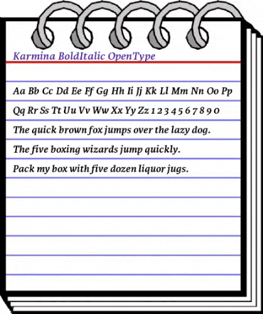 Karmina Bold Italic animated font preview