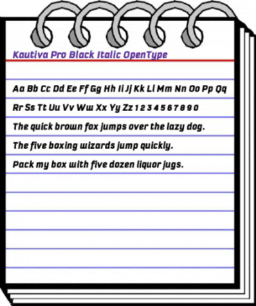 Kautiva Pro Black Italic animated font preview