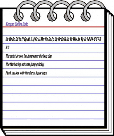 Kenyan Coffee Italic animated font preview