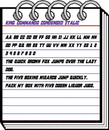 King Commando Condensed Italic Condensed Italic animated font preview
