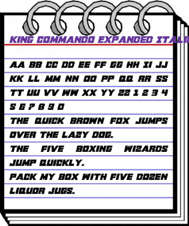 King Commando Expanded Italic Expanded Italic animated font preview