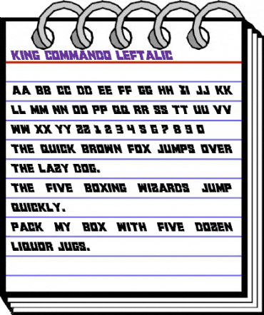 King Commando Leftalic Italic animated font preview