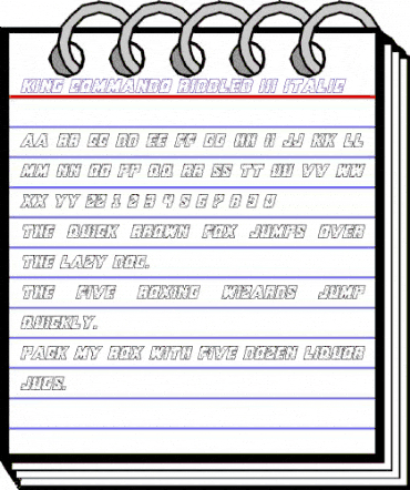 King Commando Riddled III Italic Italic animated font preview