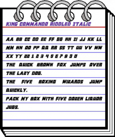 King Commando Riddled Italic Italic animated font preview