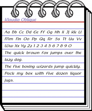 Klaudia Oblique animated font preview